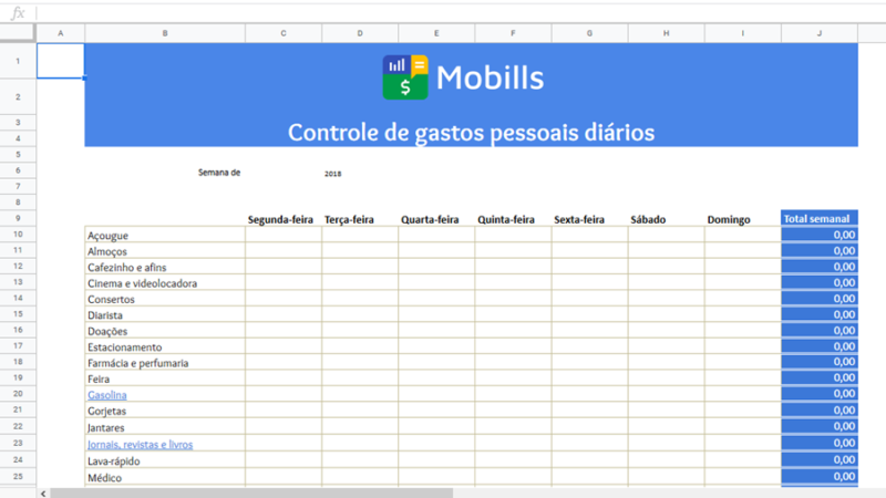 Tipos de planilhas de controle financeira