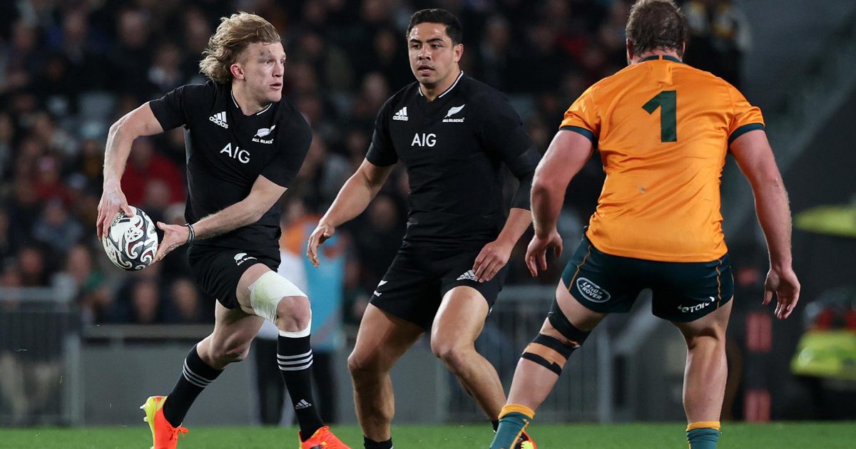 O campeonato de rúgbi: selo neozelandês Bledisloe Cup cal da Austrália